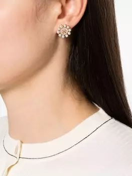 Серьги с жемчугом и логотипом Tory Burch, золотой