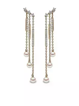 Серьги Sleek Akoya из желтого золота с жемчугом и бриллиантами Yoko London, золотой