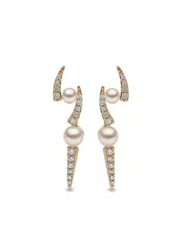 Серьги Sleek из желтого золота с жемчугом и бриллиантами Yoko London, золотой