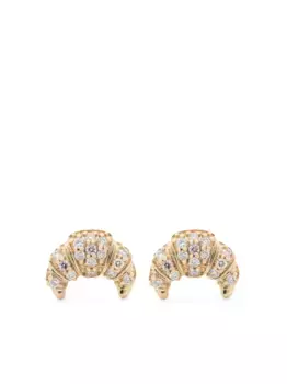 Серьги Small Croissant из желтого золота с бриллиантами Sydney Evan, золотой