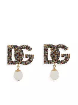 Серьги со стразами и логотипом DG DOLCE & GABBANA, золотой