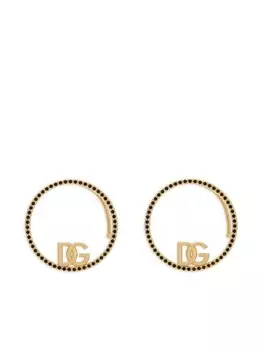 Серьги со стразами и логотипом DG Dolce & Gabbana, золотой