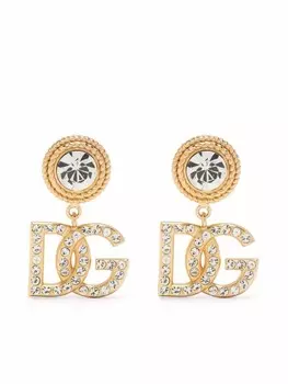 Серьги со стразами и логотипом DG Dolce & Gabbana, золотой