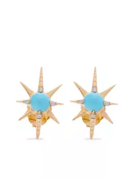 Серьги Stardust из желтого золота с бирюзой и бриллиантами Eden Presley, золотой