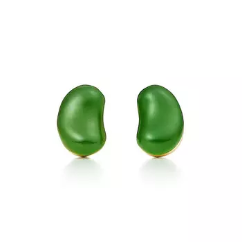 Серьги Tiffany & Co. Elsa Peretti Bean design, золото/нефрит