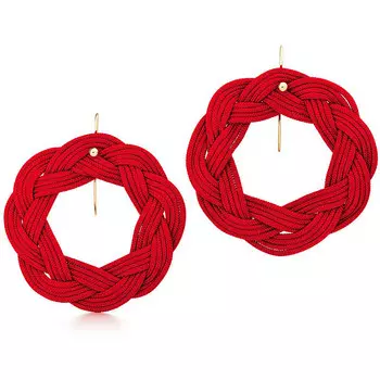 Серьги Tiffany & Co. Elsa Peretti Circle, красный шелк/золото