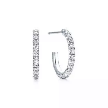 Серьги Tiffany & Co. Hoop, белое золото с бриллиантами