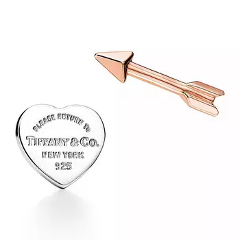 Серьги Tiffany & Co. Return to Tiffany Lovestruck Heart Tag & Arrow, серебро/розовое золото
