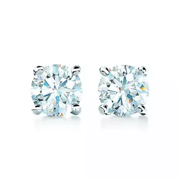 Серьги Tiffany & Co Solitaire Diamond Stud, платина