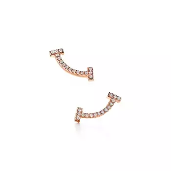 Серьги Tiffany & Co. T Smile, розовое золото/бриллиант