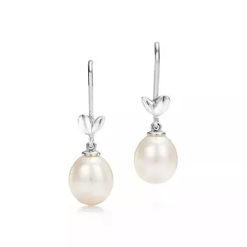 Серьги Tiffany & Co. x Paloma Picasso Olive Leaf Drop, серебро/жемчуг