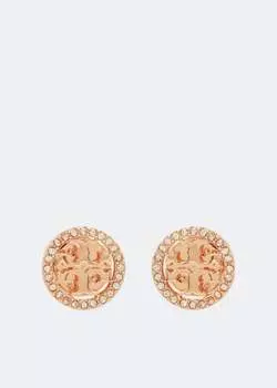 Серьги TORY BURCH Crystal logo earrings, золотой