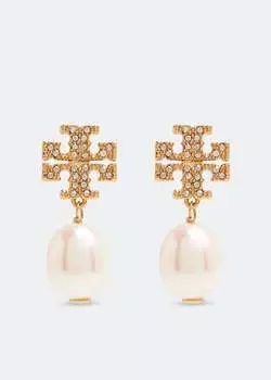 Серьги TORY BURCH Kira pav pearl drop earrings, золотой