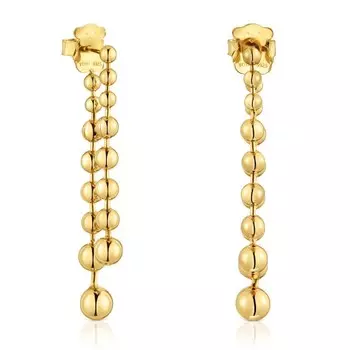Серьги Tous Gloss Long Double, позолоченное серебро