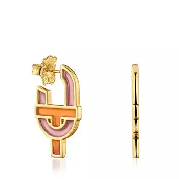 Серьги Tous Manifesto, 28 мм, серебро с 18-каратным золотым покрытием/эмаль