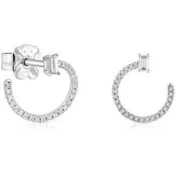 Серьги Tous Medium Short Hoop In White Gold With Diamonds Les Classiques, белое золото