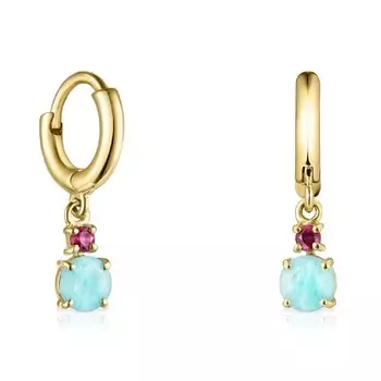 Серьги Tous Mini Ivette Short With Amazonite And Ruby, золото