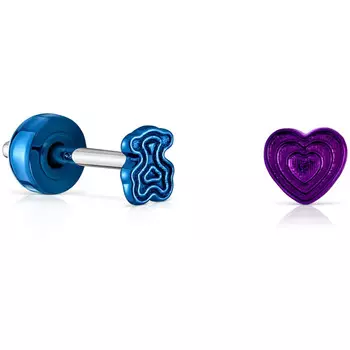 Серьги Tous Pack of Bickie Purple And Blue IP Steel Ear