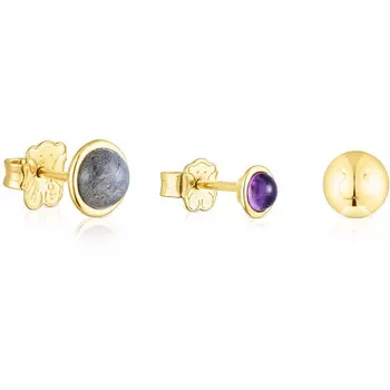 Серьги Tous Plump With Gemstones, позолоченное серебро