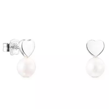 Серьги Tous Puppies Heart, серебро/жемчуг