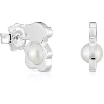 Серьги Tous Small 12 mm Bear With Cultured Pearls I-Bear, серебро