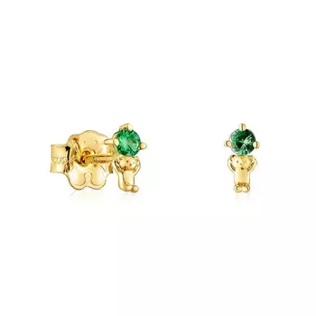 Серьги Tous Teddy Bear, золото/цаворит