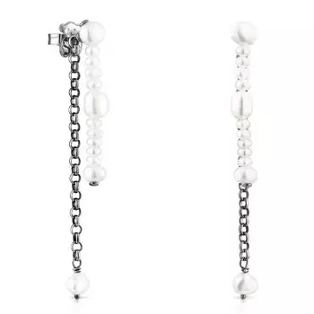 Серьги Tous Virtual Garden, темное серебро/жемчуг