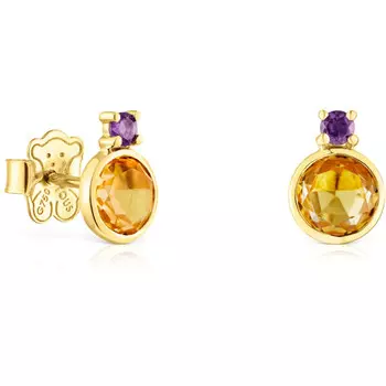 Серьги Tous Virtual Garden, золото/цитрин/аметист