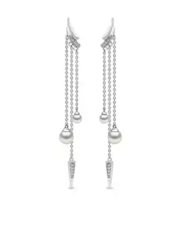 Серьги Trend из белого золота с бриллиантами и жемчугом Yoko London, серебяный