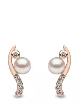 Серьги Trend из розового золота с жемчугом и бриллиантами Yoko London, розовый