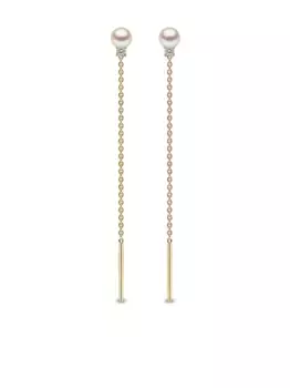 Серьги Trend из желтого золота с жемчугом и бриллиантами Yoko London, золотой