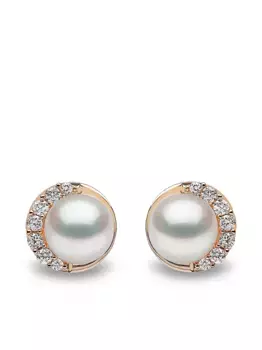 Серьги Trend из желтого золота с жемчугом и бриллиантами Yoko London, золотой