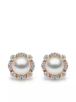 Серьги Trend из желтого золота с жемчугом и бриллиантами Yoko London, золотой