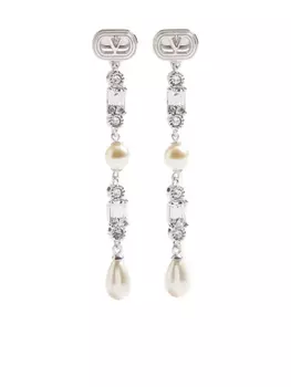 СЕРЬГИ Valentino Garavani OVALETTE ИЗ МЕТАЛЛА, ЖЕМЧУГА И КРИСТАЛЛОВ SWAROVSKI, серебряный