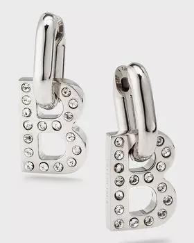 Серьги XS с цепочкой B Balenciaga, цвет 1404 Shiny Silver/Crystal