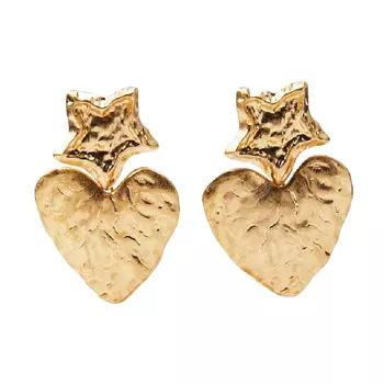 Серьги Zara Heart And Star, золотистый