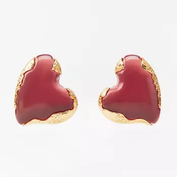 Серьги Zara Heart, золотистый/красный