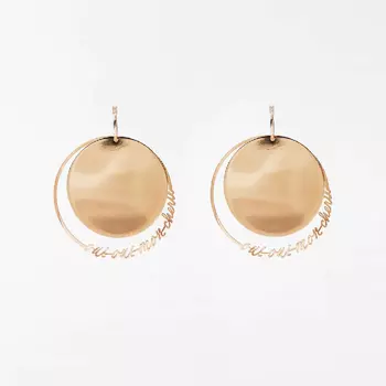 Серьги Zara Round With Slogan, золотистый