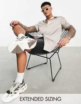 Серая атласная рубашка классического кроя ASOS DESIGN