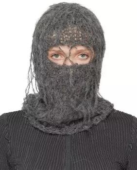 Серая Балаклава ручной вязки AIREI