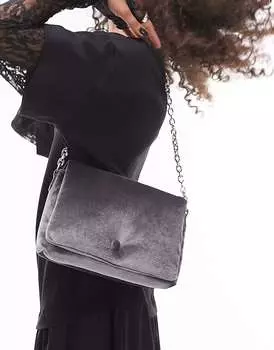 Серая бархатная сумка на плечо Vuitton с эффектом пышности Topshop Charlotte