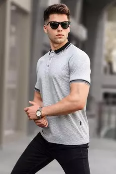 Серая базовая футболка поло 5893 MADMEXT