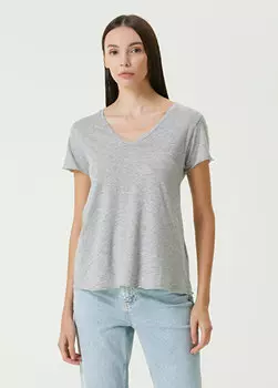 Серая базовая футболка с v-образным вырезом American Vintage