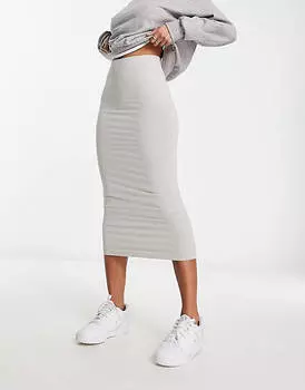 Серая бесшовная юбка-труба миди ASOS DESIGN