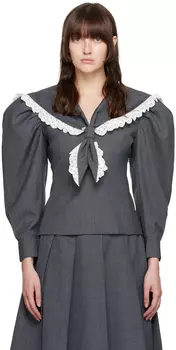 Серая блузка с пышными рукавами Shushu/Tong