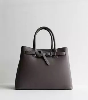 Серая большая сумка с пряжкой и тремя отделениями New Look, серый