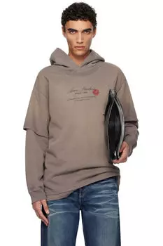 Серая двухслойная толстовка с капюшоном Acne Studios