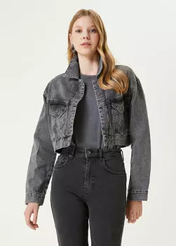 Серая джинсовая куртка с каменной пастой на спине Beymen