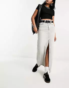 Серая джинсовая юбка макси ASOS DESIGN