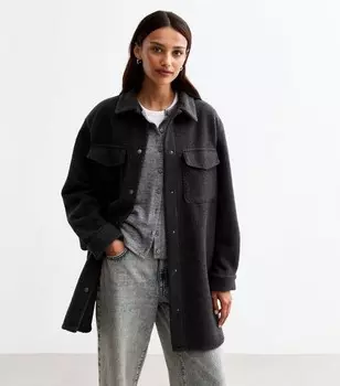 Серая фактурная куртка-кнопка New Look, серый